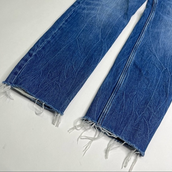 OLD NAVY Deep Blue High Rise Raw Hem Power Slim Straight Leg Jeans SIZE 4 - Picture 2 of 6